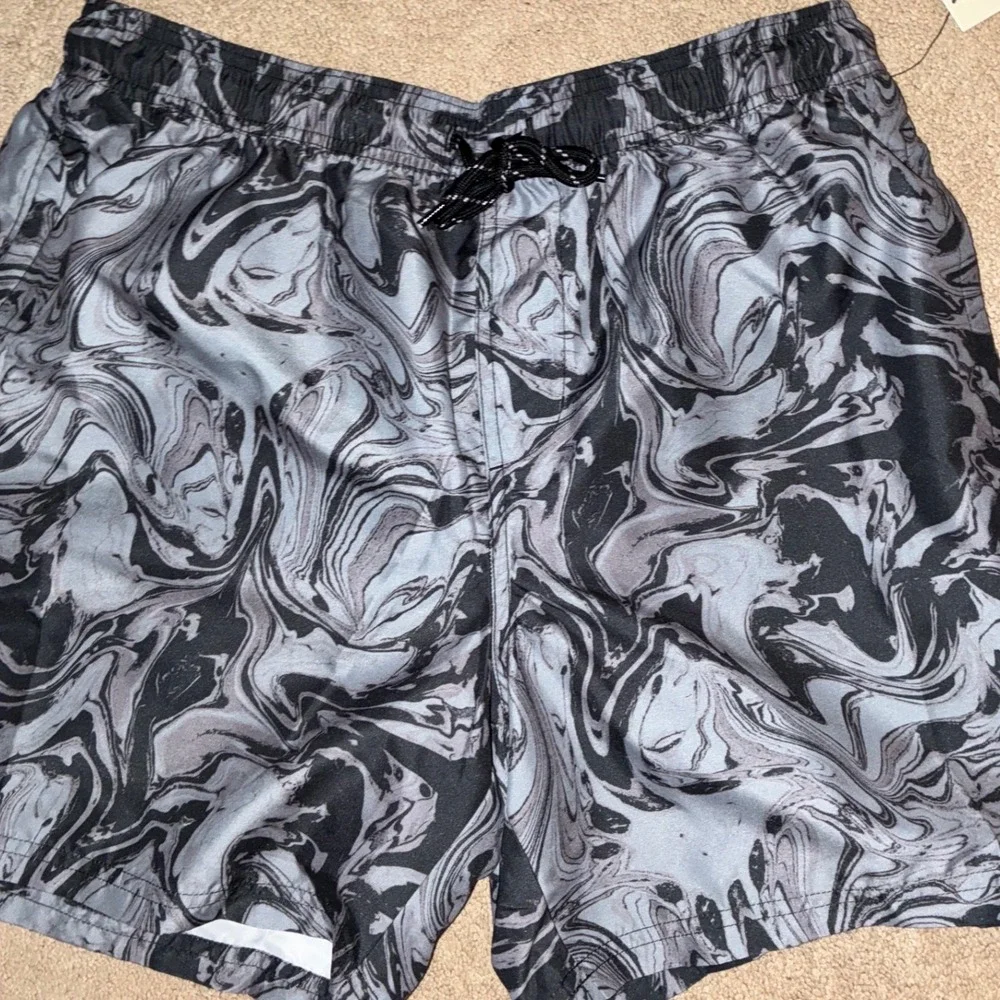 No Boundaries Swim Trunks Mens M Grey Marble Swirl Quick Dry UPF 50+ 6